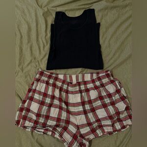 Auden Red and White Plaid Shorts